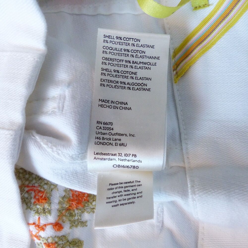 Maeve Anthropologie Colette Jeans 30 White Floral Embroidered Crop Wide Leg Boho - Picture 16 of 16